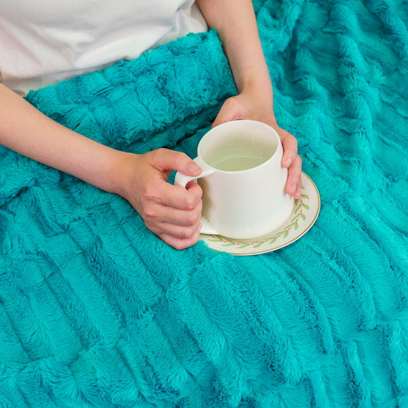 Baltic Blue Reversible Faux Fur Sherpa Throw Blanket