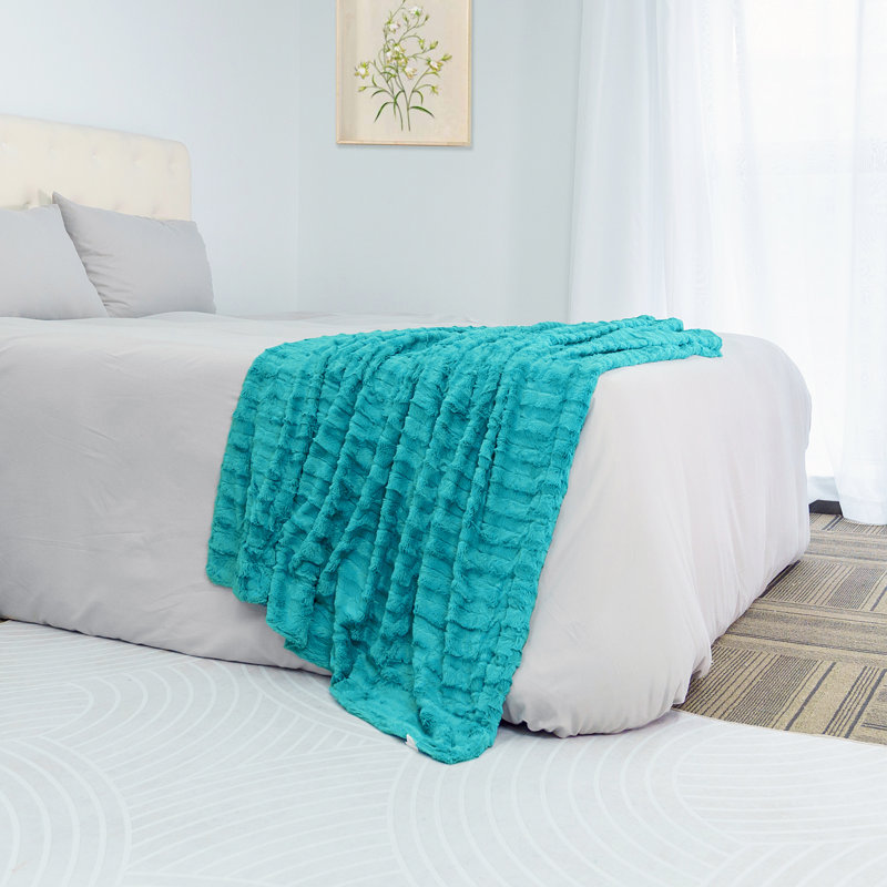 Baltic Blue Reversible Faux Fur Sherpa Throw Blanket