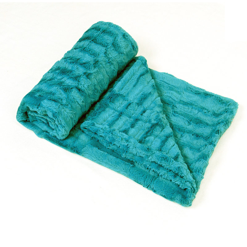 Baltic Blue Reversible Faux Fur Sherpa Throw Blanket