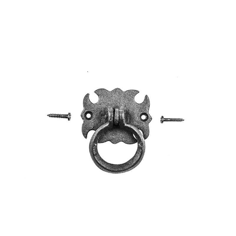Antique Black Iron Drop Bail Ring Pulls with Mounting Hardware
