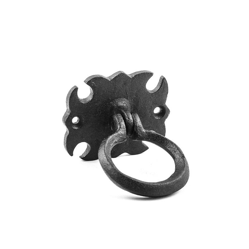 Antique Black Iron Drop Bail Ring Pulls with Mounting Hardware