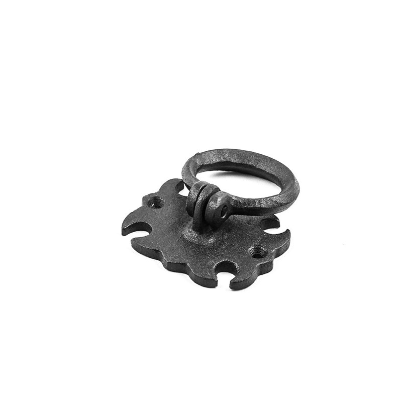 Antique Black Iron Drop Bail Ring Pulls with Mounting Hardware
