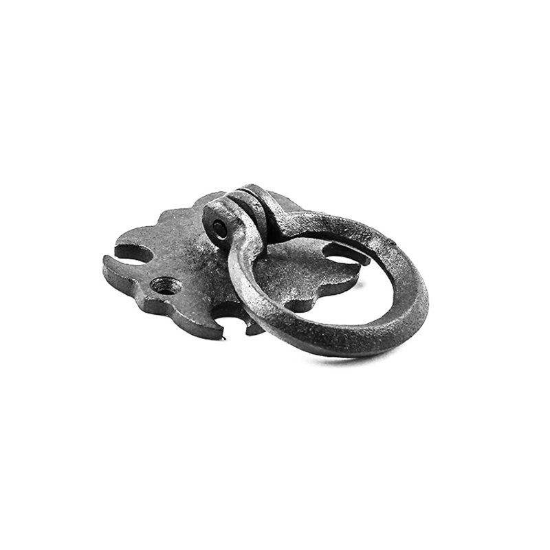 Antique Black Iron Drop Bail Ring Pulls with Mounting Hardware