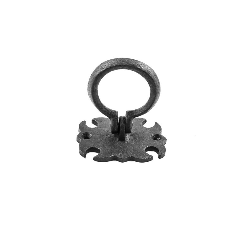 Antique Black Iron Drop Bail Ring Pulls with Mounting Hardware