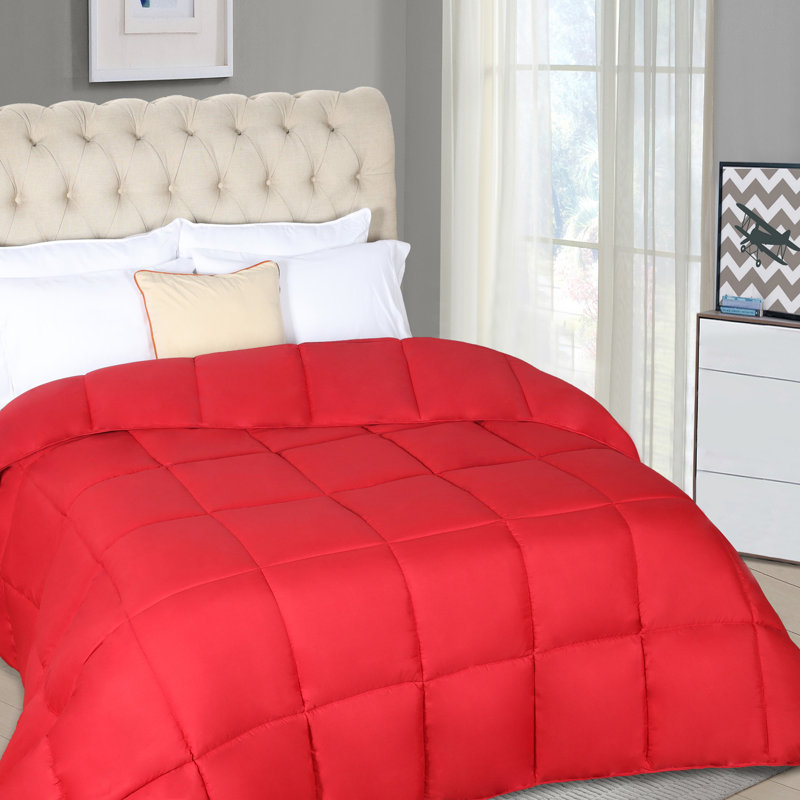 Twin Red Microfiber Reversible Comforter with Down Alternative Fill