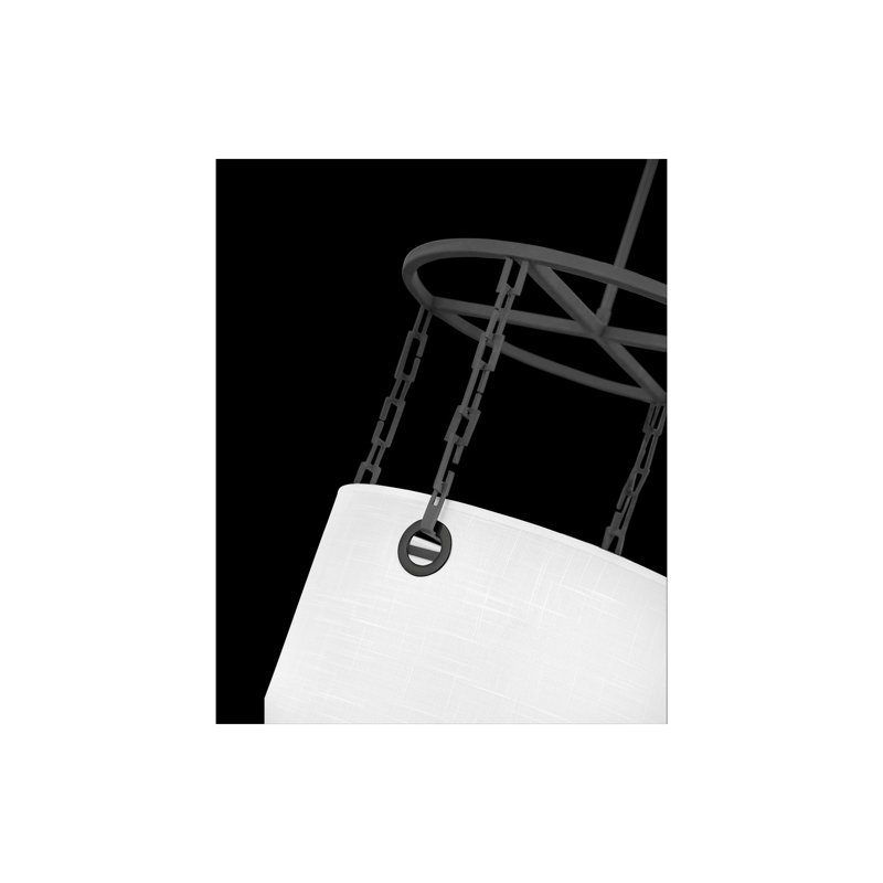 Tribeca Modern 30'' Black Drum Pendant Chandelier with White Shade