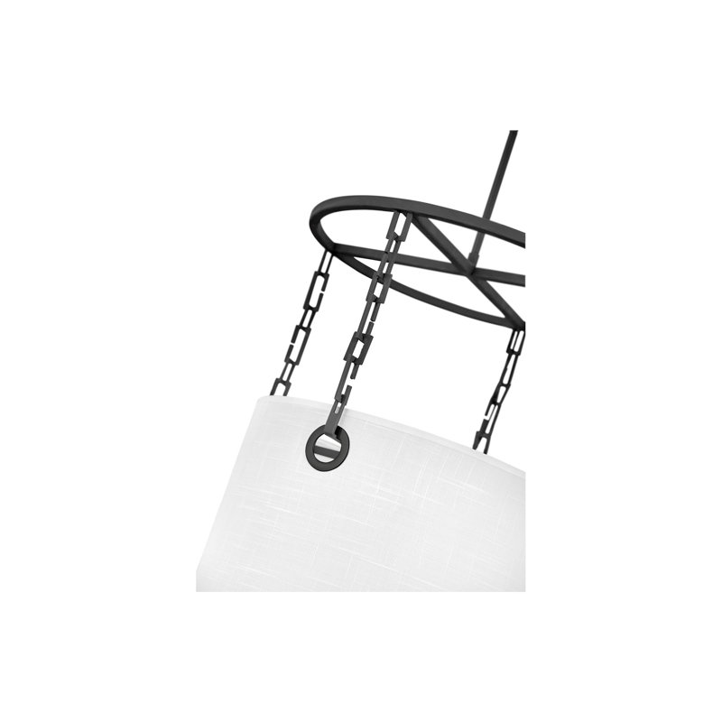 Tribeca Modern 30'' Black Drum Pendant Chandelier with White Shade