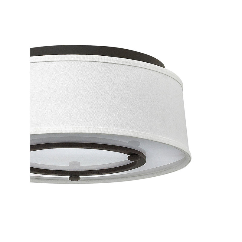 Buckeye Bronze 16" Drum Flush Mount with Off-White Linen Shade