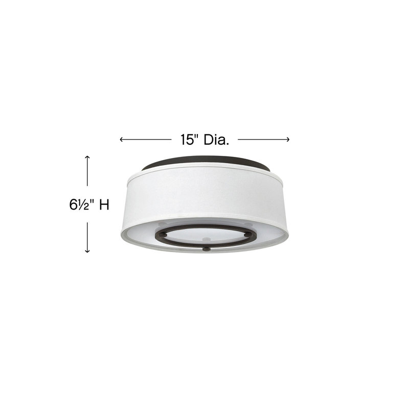 Buckeye Bronze 16" Drum Flush Mount with Off-White Linen Shade