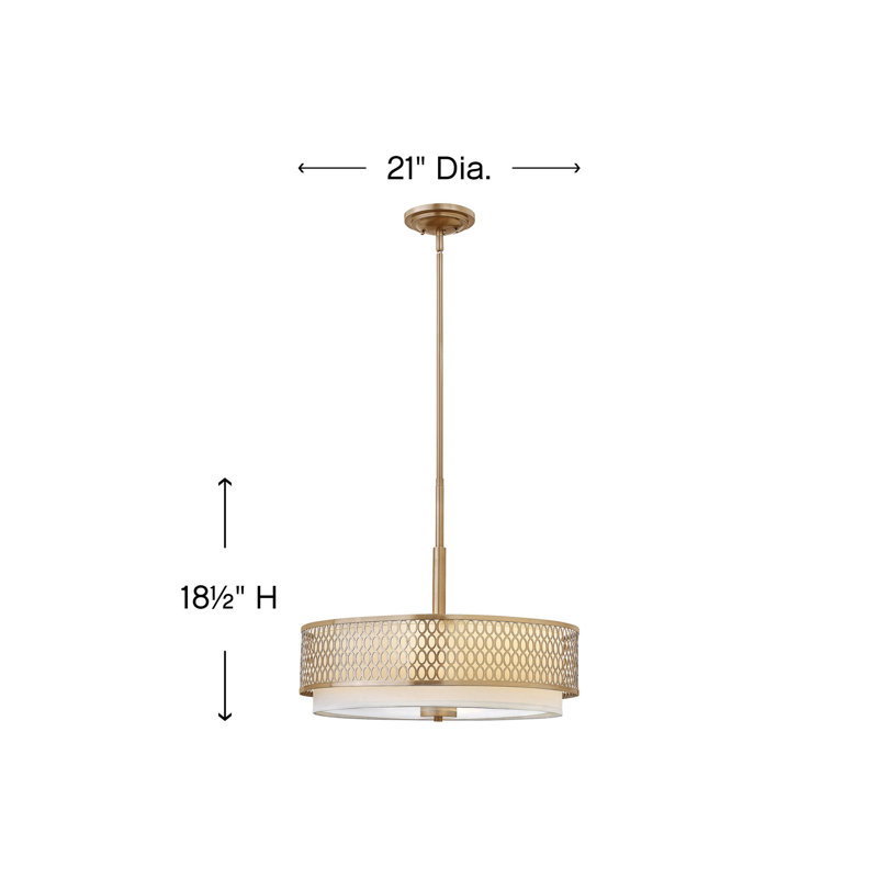 Elegant Brushed Gold Drum Chandelier with White Linen Shade