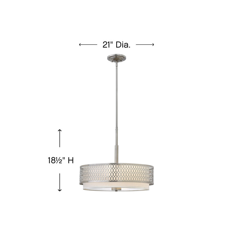 Elegant Brushed Nickel 3-Light Drum Chandelier with White Linen Shade