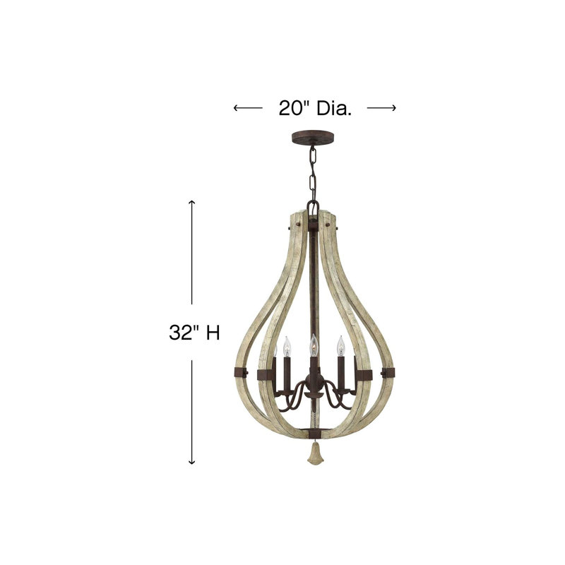 Middlefield 5-Light Iron Rust and Weathered Ash Chandelier