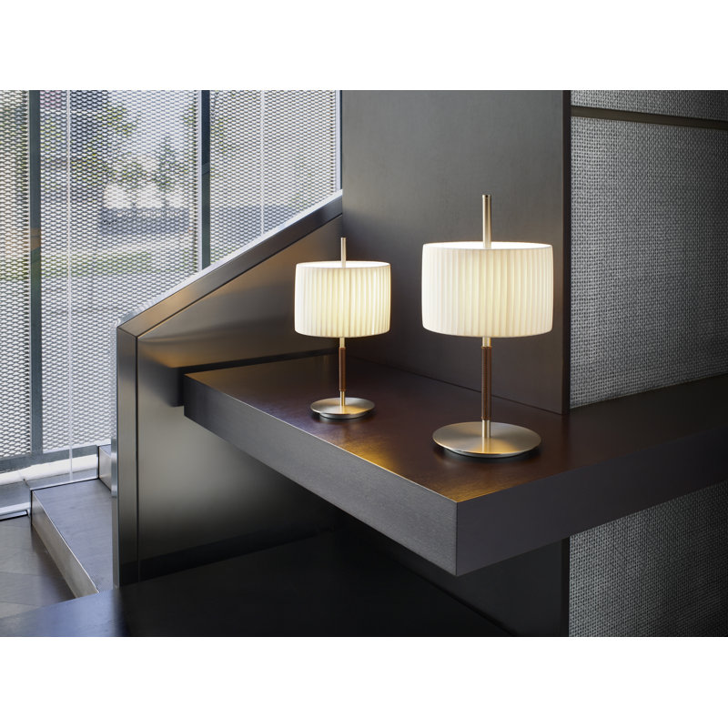 Elegant Satin Nickel 17" Table Lamp with White Translucent Shade
