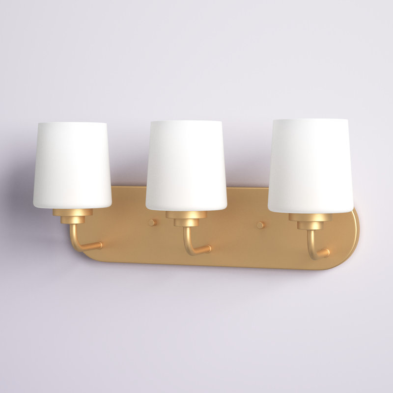 Satin Brass 3-Light Vanity with Etched Glass Shades