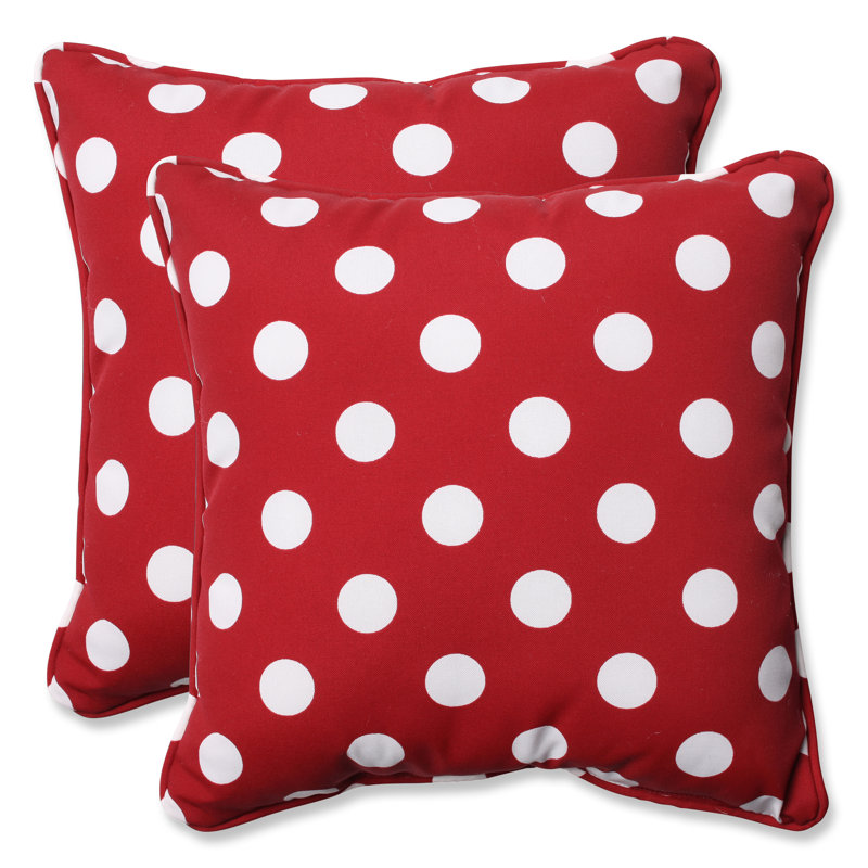 Red and White Polka Dot Outdoor Throw Pillow Set