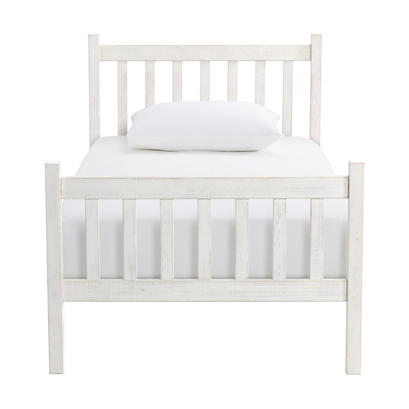 Windsor Twin Driftwood White Pine Wood Bed with Headboard
