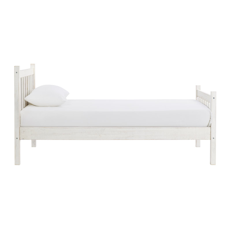 Windsor Twin Driftwood White Pine Wood Bed with Headboard