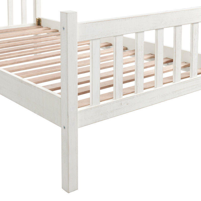Windsor Twin Driftwood White Pine Wood Bed with Headboard