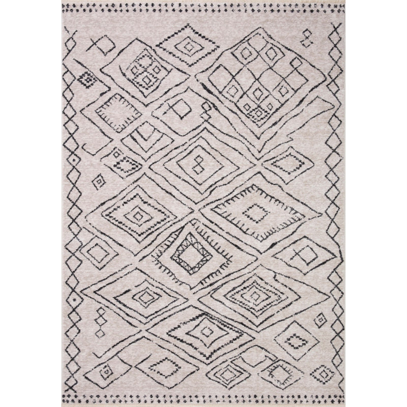 Black and Dove Grey Moroccan Runner Rug