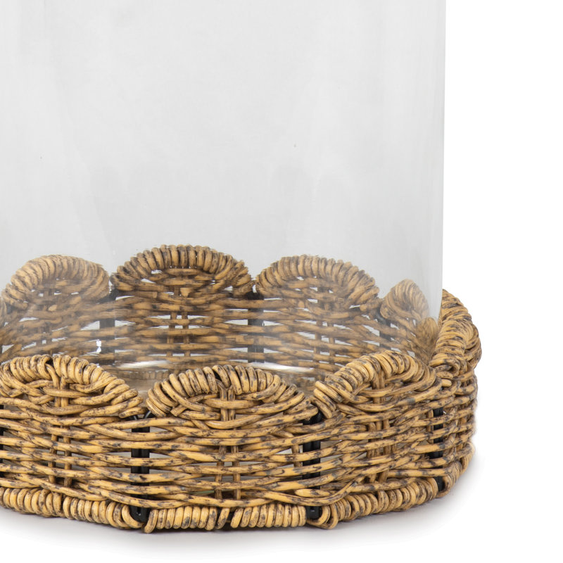 Scalloped Base Glass Hurricane 10"x12.25" - Coastal Charm