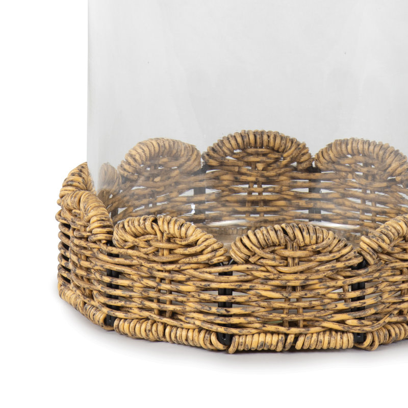 Scalloped Base Glass Hurricane 10"x12.25" - Coastal Charm