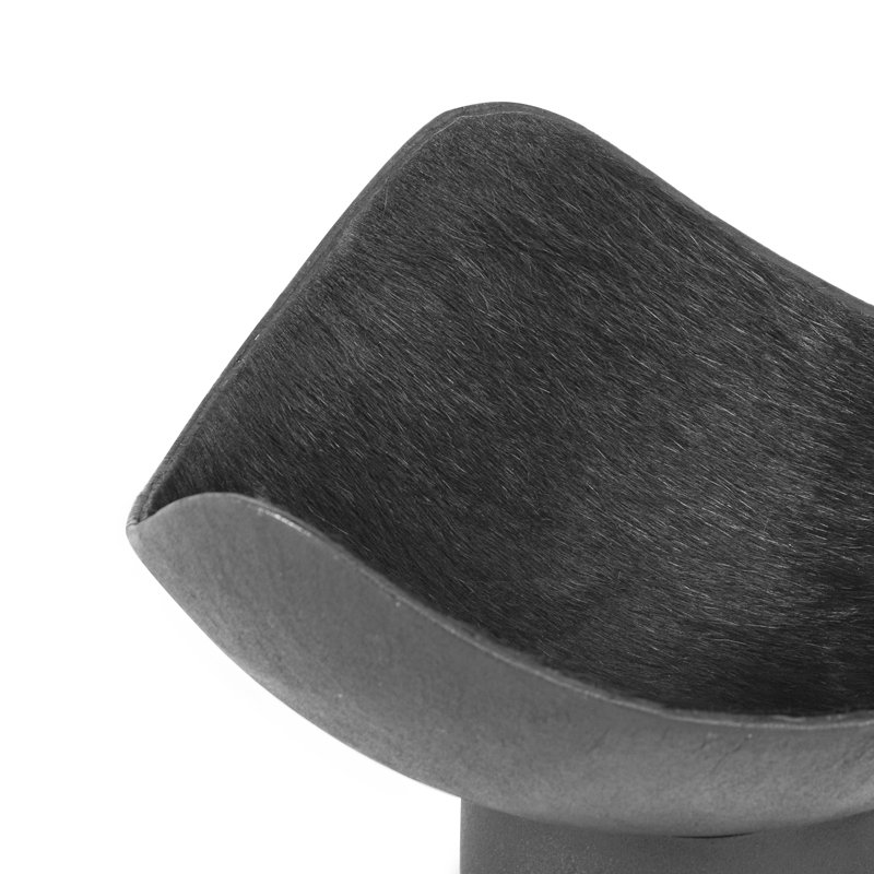 Small Black Hair-on-Hide Leather Decorative Bowl