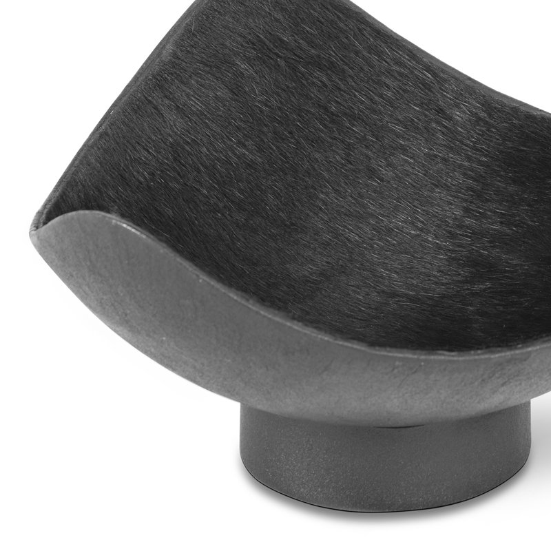 Small Black Hair-on-Hide Leather Decorative Bowl