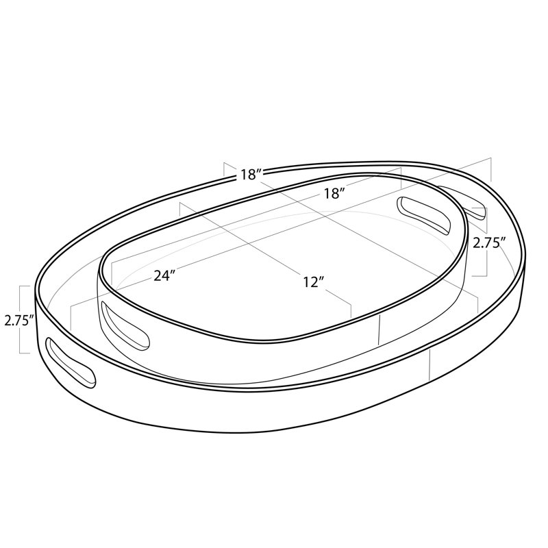Andres Pale Gray Oval Leather Serving Tray Set