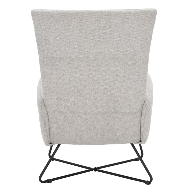 Mid-Century Modern Light Gray Velvet Armchair with Metal Cross Base