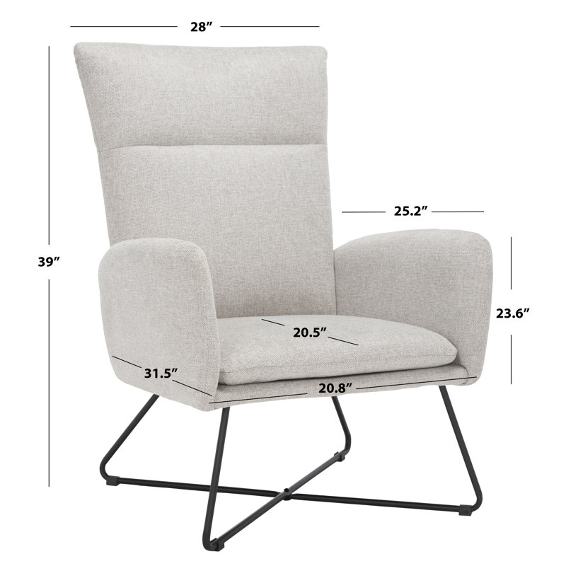 Mid-Century Modern Light Gray Velvet Armchair with Metal Cross Base