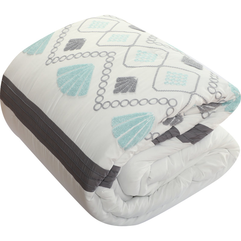 California King Blue Microfiber Geometric Comforter Set
