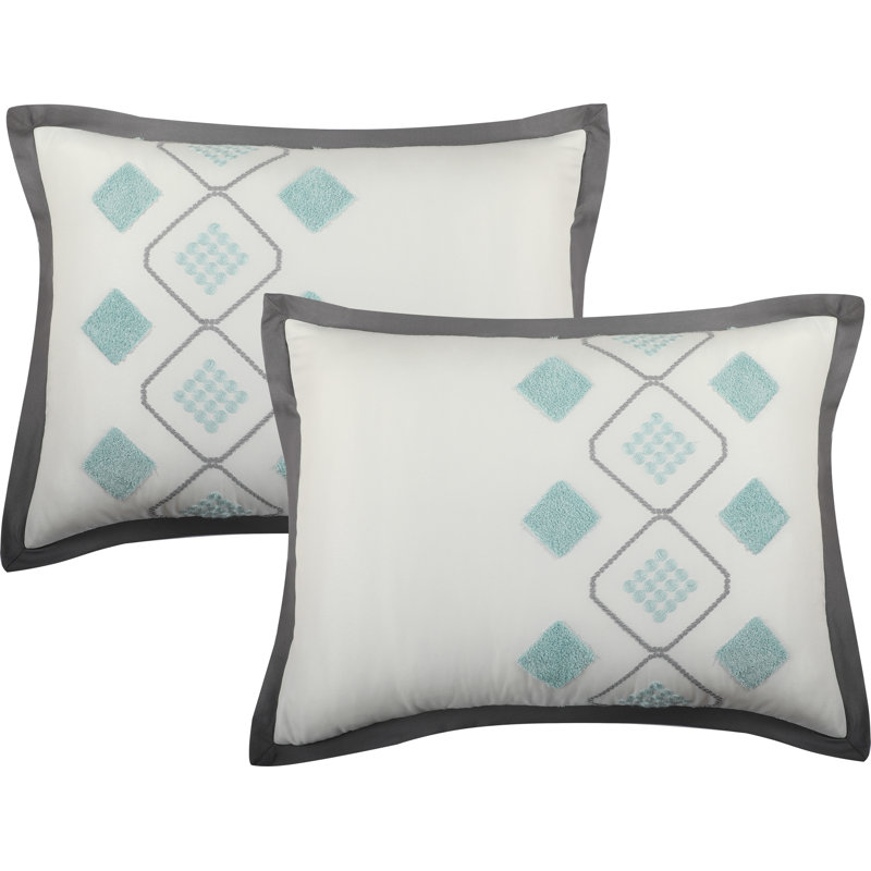 California King Blue Microfiber Geometric Comforter Set