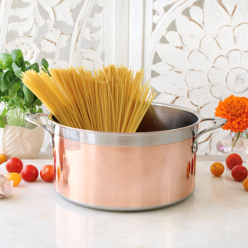 Copper and Stainless Steel 6 Quart Induction Stock Pot