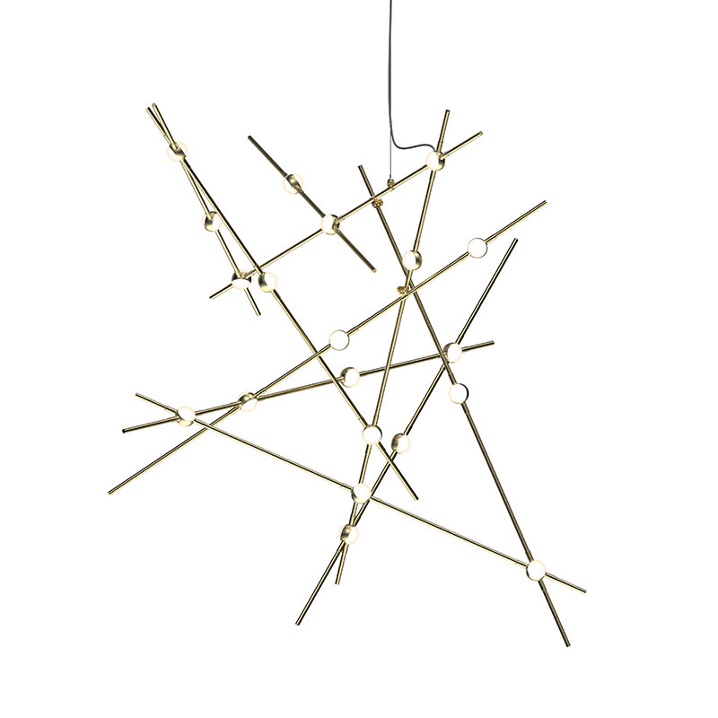 Constellation Aquila 20-Light LED Sputnik Globe Chandelier in Satin Brass