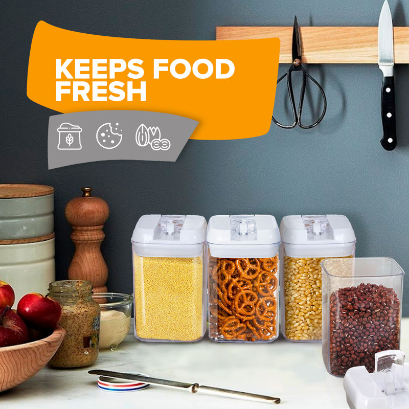 Cheer Collection 8-Piece White Airtight Food Storage Set