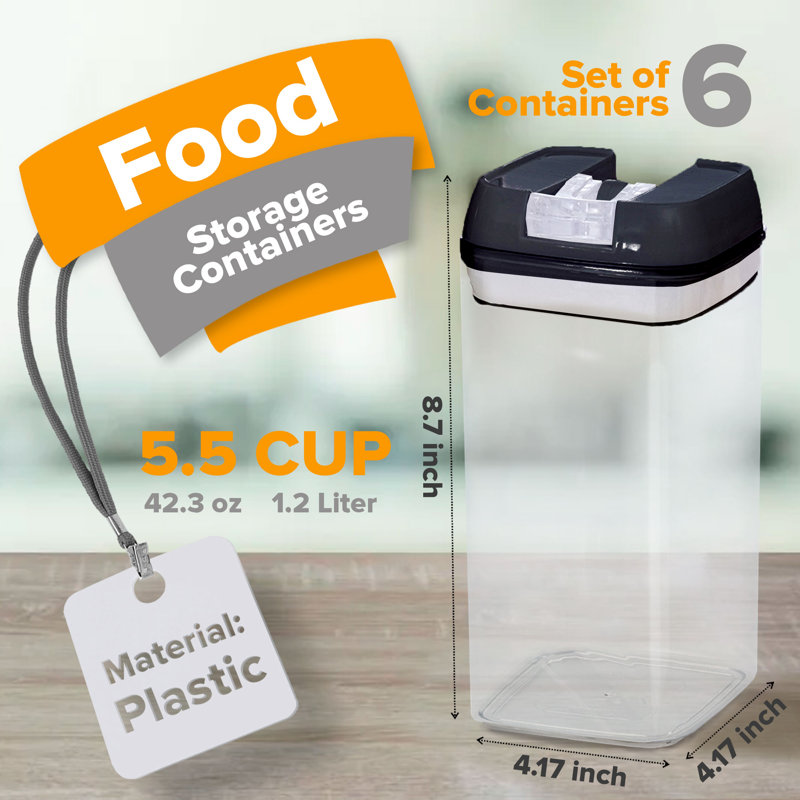 Black BPA-Free Plastic Airtight Food Storage Containers Set