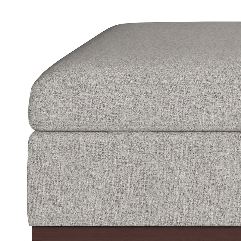 Cloud Gray Upholstered Storage Ottoman with Solid Wood Legs