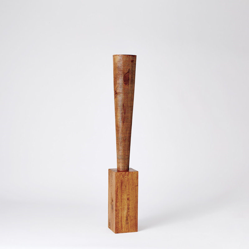 Large Natural Wood Floor Pillar Candle Holder
