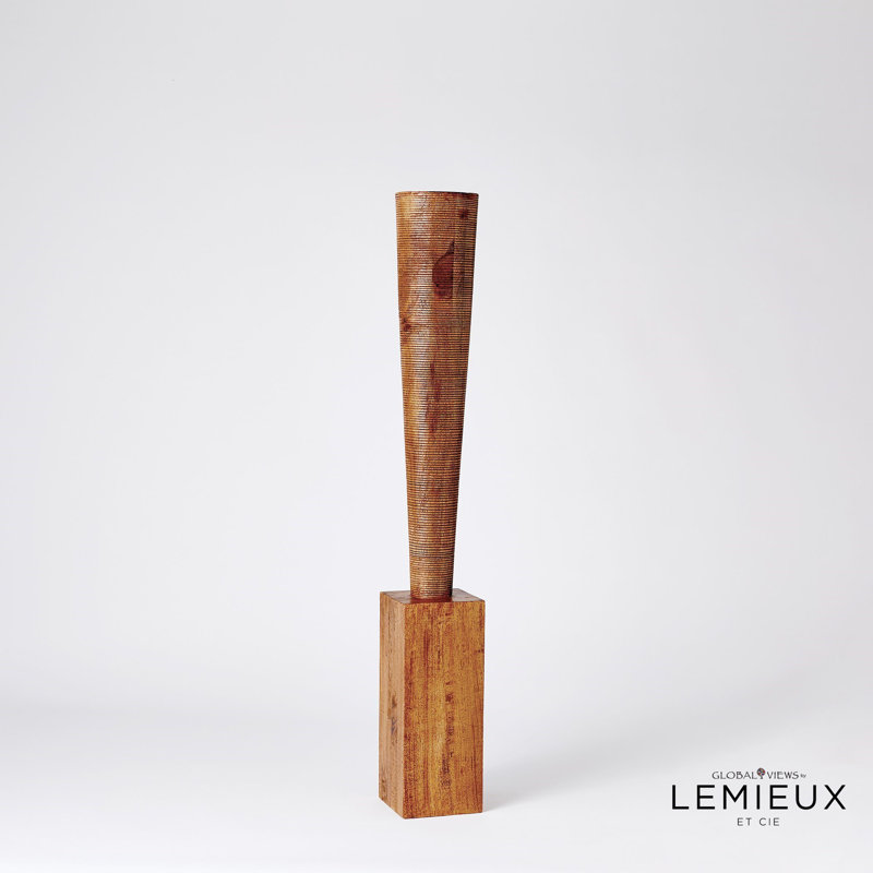 Large Natural Wood Floor Pillar Candle Holder