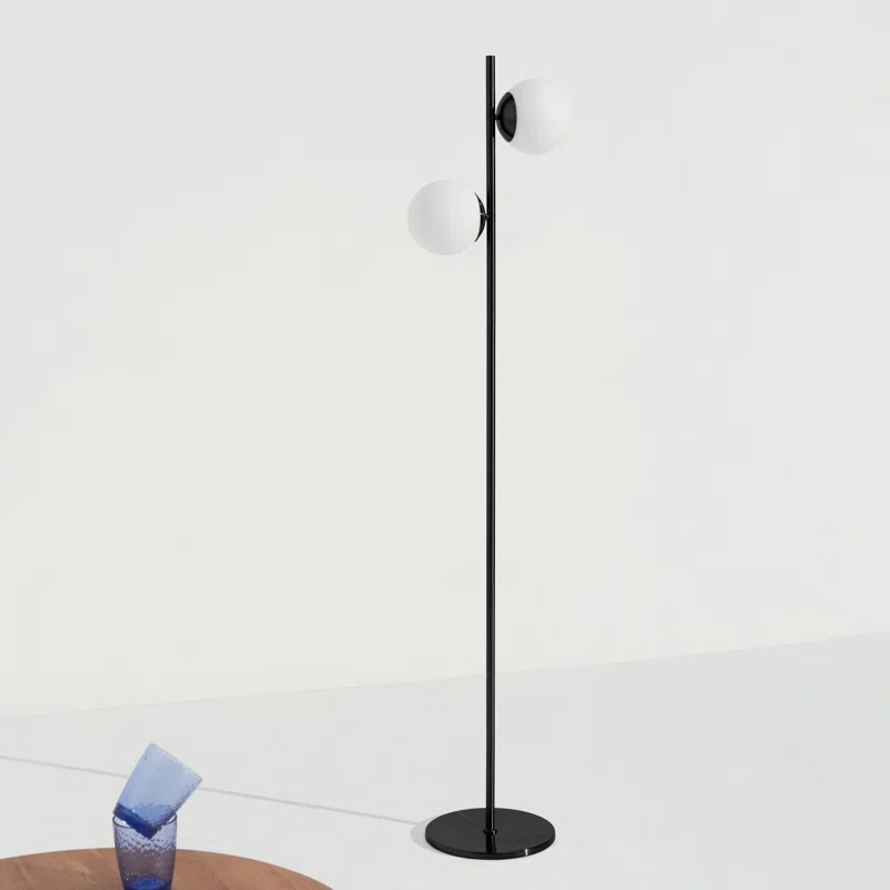 Brightech Sphere Kids 65" Black LED Floor Lamp with Frosted Globes