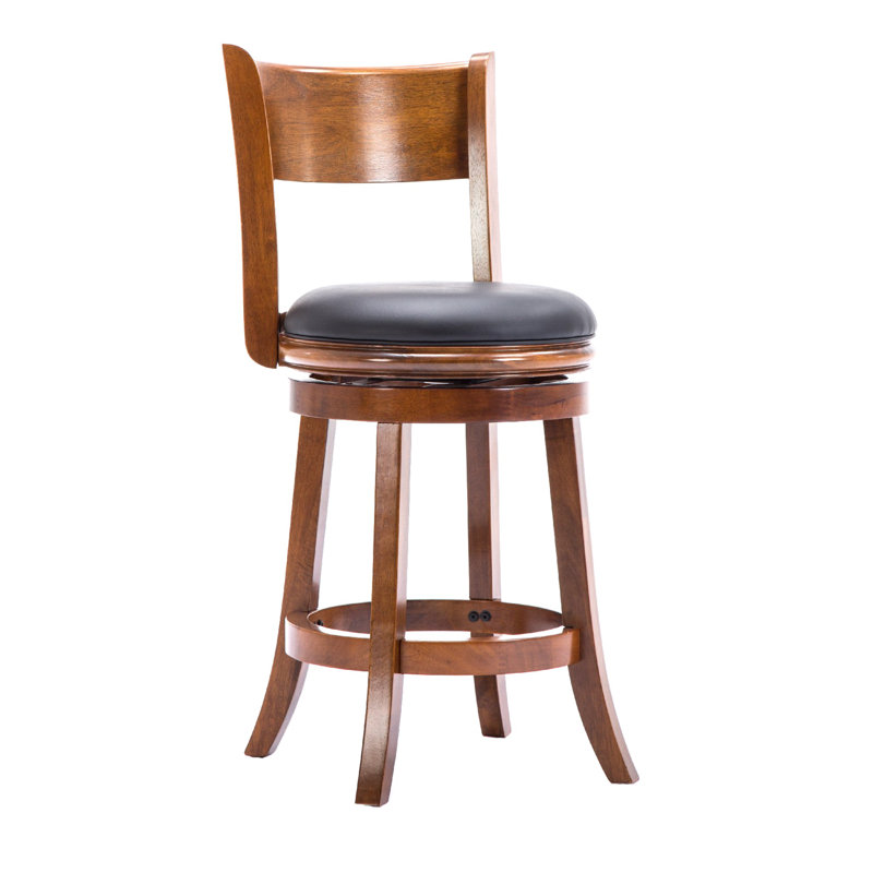 Liam Collection Swivel Barstool in Walnut with Bonded Leather