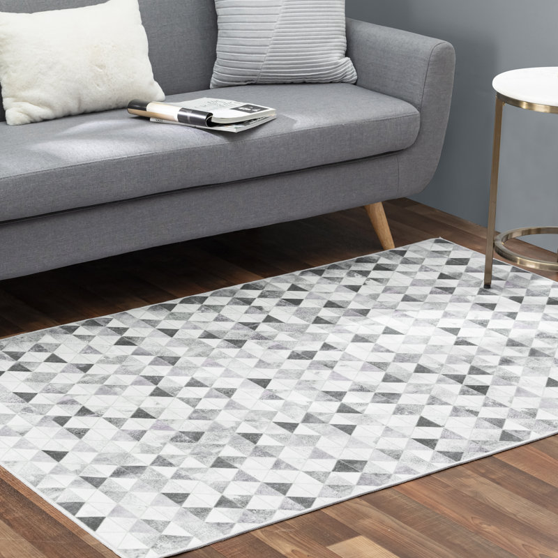 Diamond Mosaic Gray Faux Cowhide 4' x 6' Area Rug