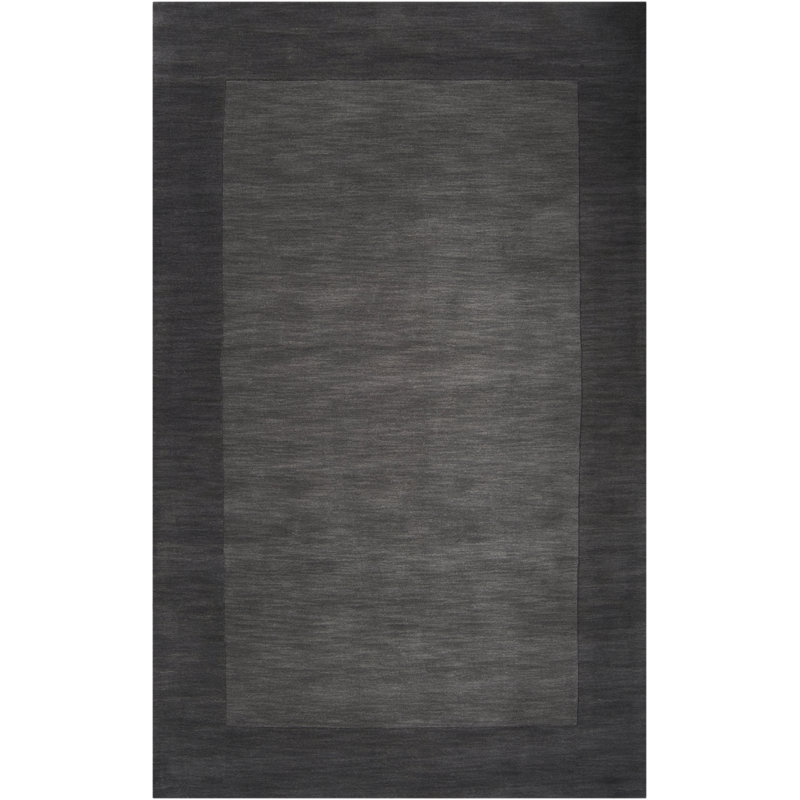 Handmade Tufted Black Wool Rectangular 8' x 10' Easy Care Rug