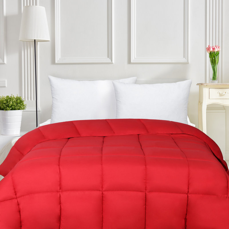 Twin Red Microfiber Reversible Comforter with Down Alternative Fill