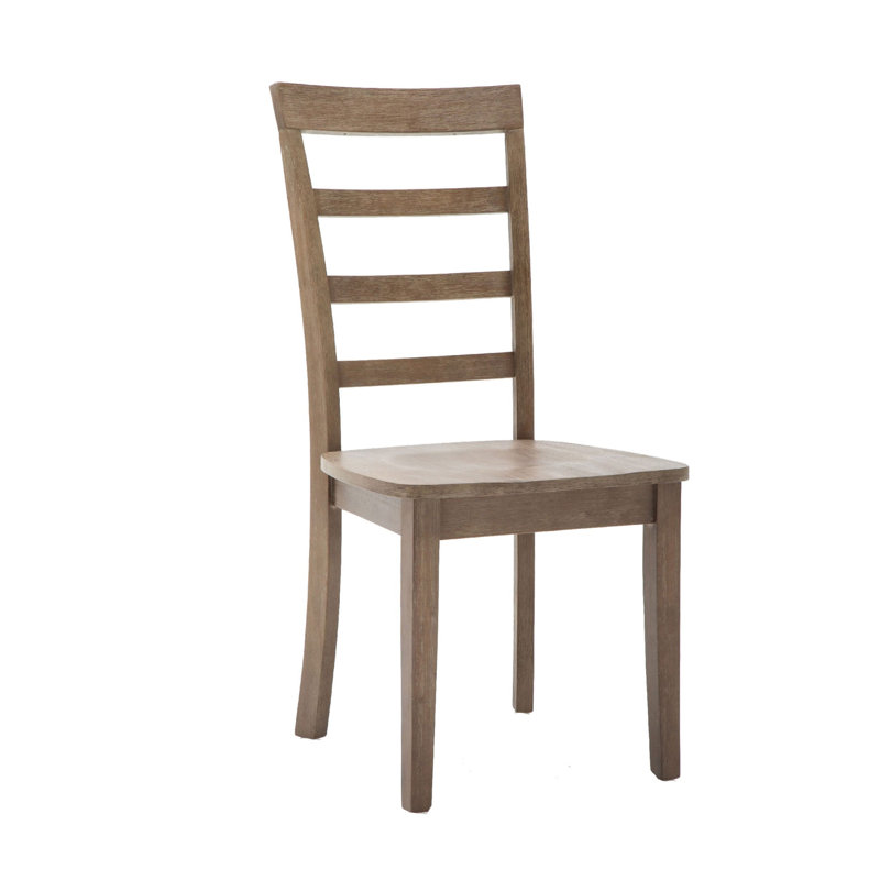 Minimalist Brown Rubberwood Ladderback Side Chair