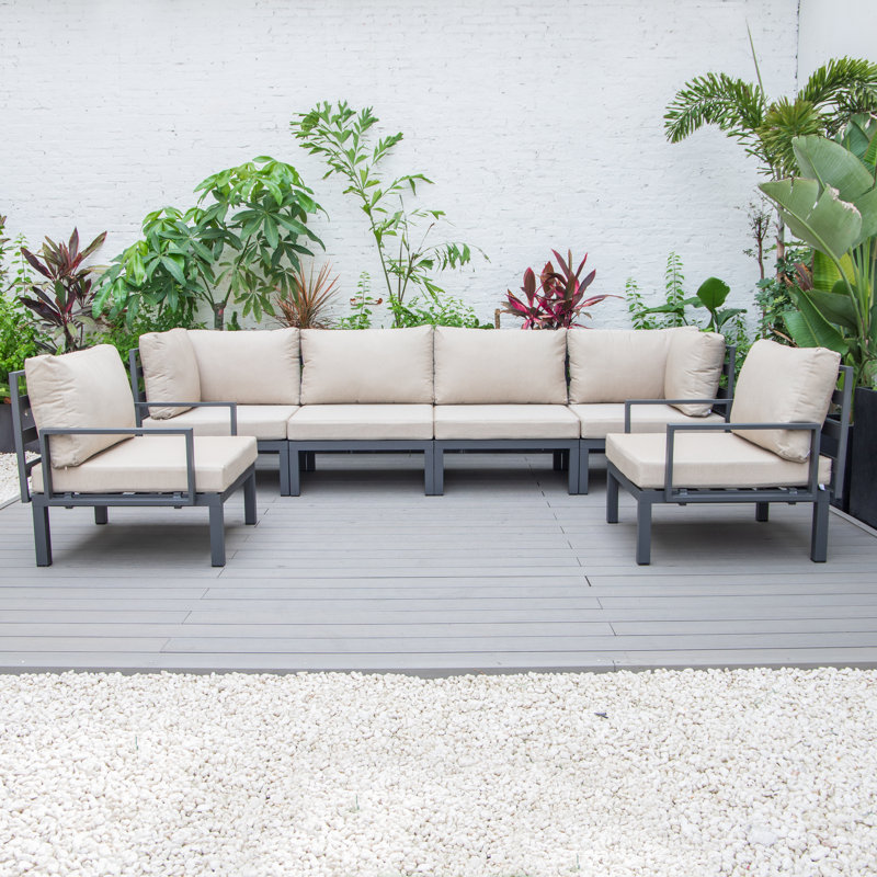 Hamilton Beige Aluminum 6-Piece Outdoor Sectional Set