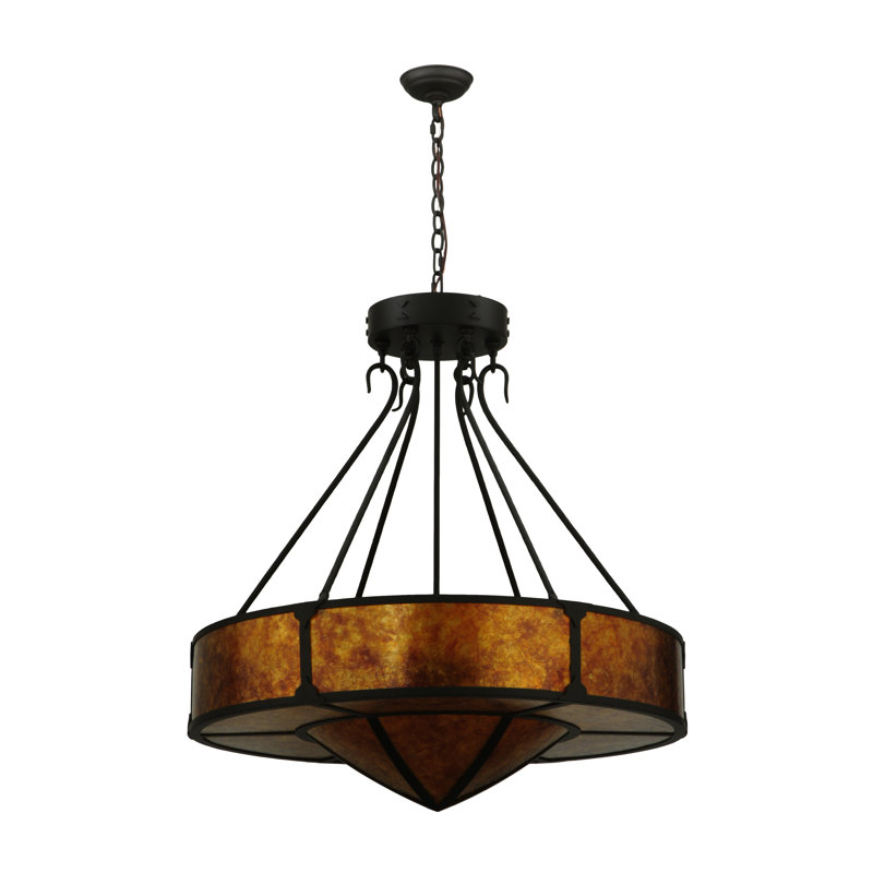 32" Copper and Glass Rustic Pendant Light