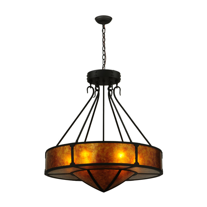 32" Copper and Glass Rustic Pendant Light