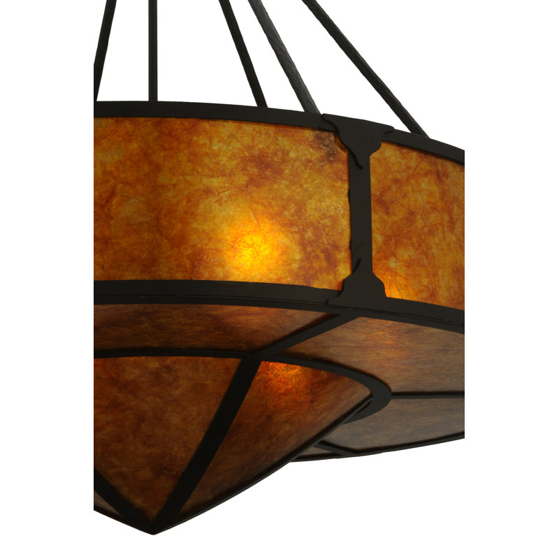 32" Copper and Glass Rustic Pendant Light