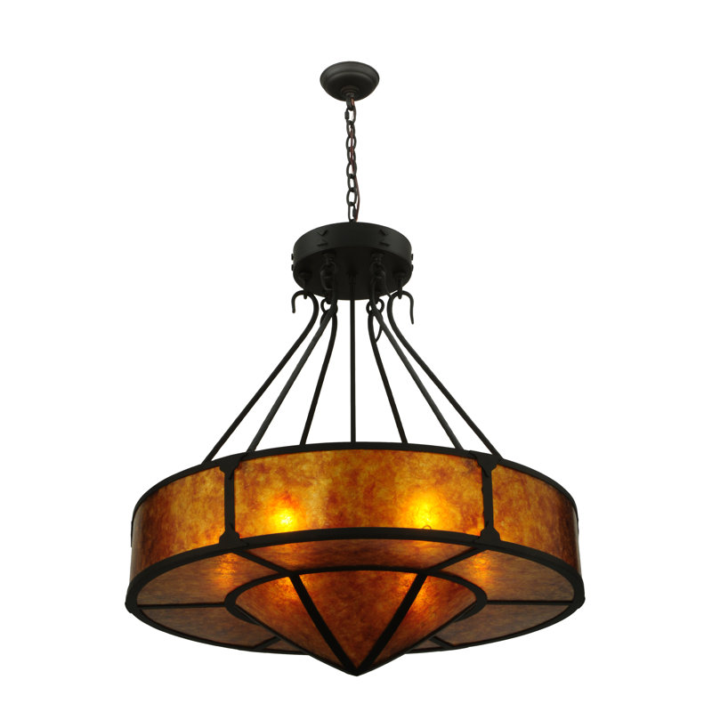 32" Copper and Glass Rustic Pendant Light